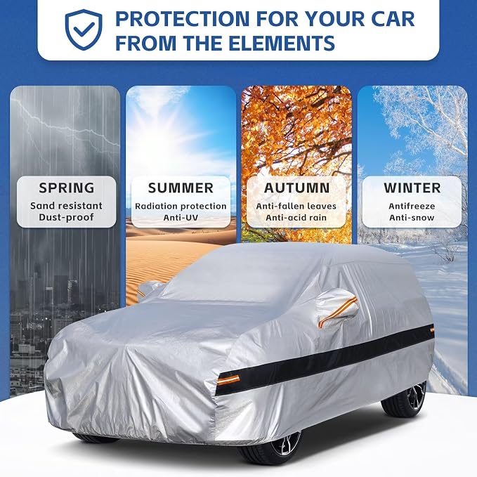 10 Layers SUV Car Cover Custom Fit for Scion xB (2003-2016), Waterproof All Weather for Automobiles, Outdoor Full Cover Sun Dust Rain Protection with Cotton. Silver