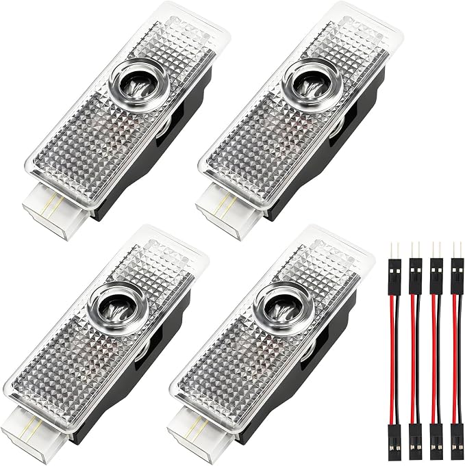4pcs Car Door Lights Logo Projector, Upgrade HD LED Car Welcome Lights, Dual Plug Puddle Lights Ghost Shadow Light Replacements for Car Accessories
