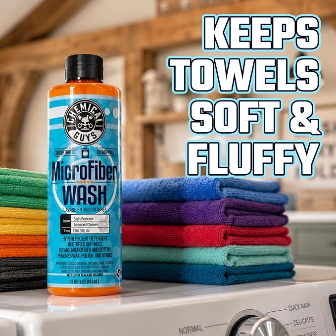 Chemical Guys, Microfiber Wash & Towel Detergent, Deep Clean, Orange, 16 oz | Concentrated detergent deep-cleans microfiber towels, mitts and pads, lifting wax, grease and grime, no residue