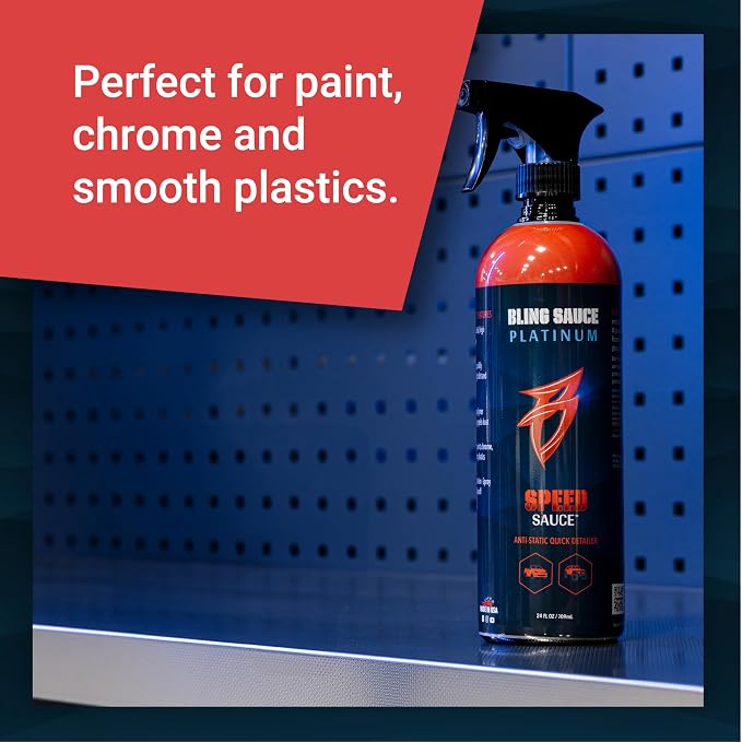 Bling Sauce Speed Sauce, Anti-Static Automotive Quick Detail Spray, 24 oz | Anti-static quick detailer boosts paint, chrome and trim gloss while repelling dust, fingerprints and light dirt