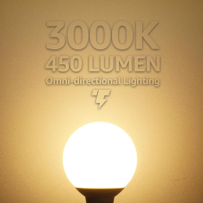 TORCHSTAR 12-Pack G25 LED Light Bulbs, 5W 450LM, Dimmable, 3000K | UL Listed, 40W Equivalent Warm White Vanity Globe Round Bulbs, E26 Base Decorative Bulb, for Bathroom Vanity or Mirror