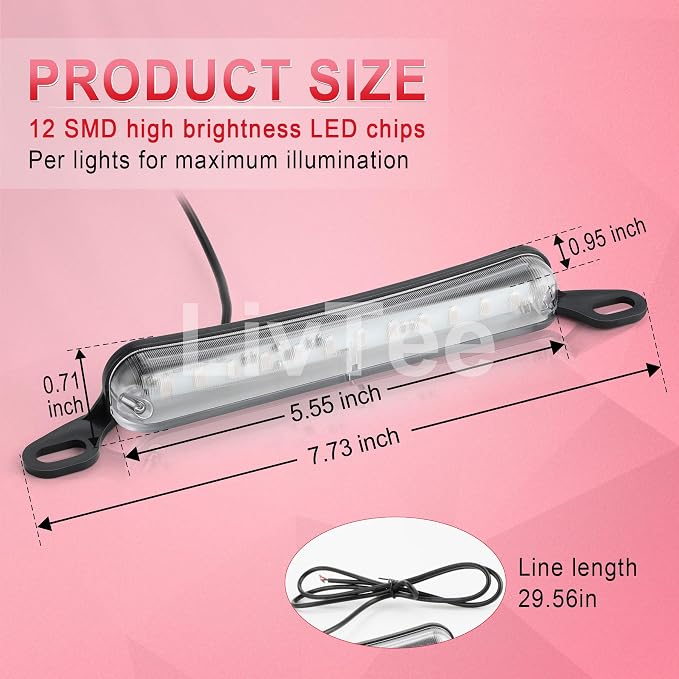LivTee License Plate Light, Extremely Bright LED License Plate Lights Assembly for Trailer UTV ATV Truck RV Boat, Red