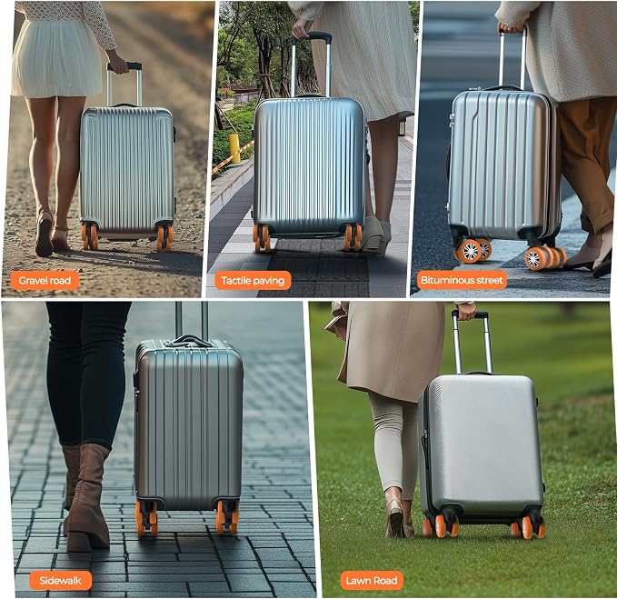 8Pcs Upgrade Luggage Wheel Covers, Travel Accessories (Orange) | Wear-resistant & anti-noise silicone covers. Fits 2-2.4" wheels. Protects suitcase wheels. Travel essential for suitcases