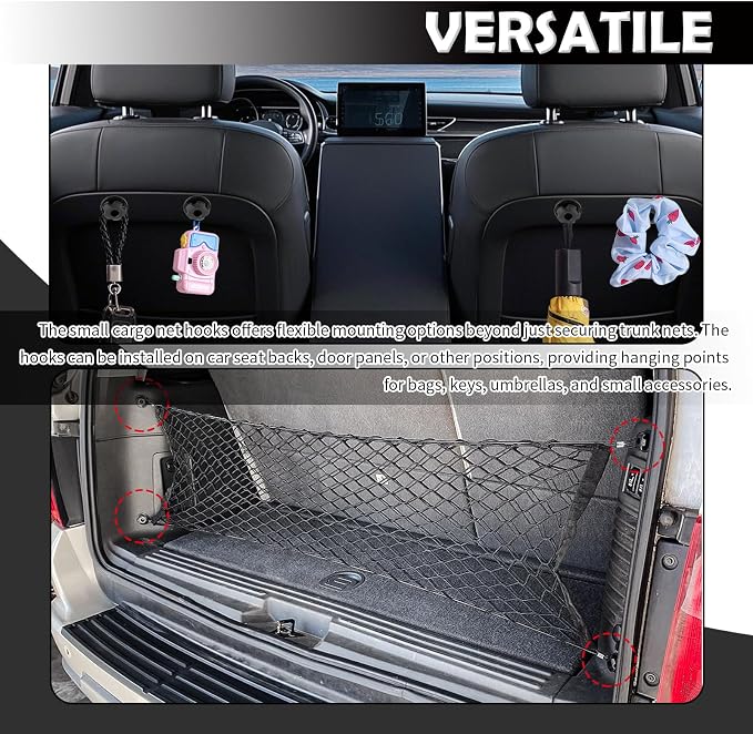 8PCS Automotive Cargo Nets Hooks,Sturdy Hook of Cargo Net for SUV with 4PCS Screw for Fixing Car Cargos Nets,Universal Car Accessories Cargos Netting Hook for Most Vehicles
