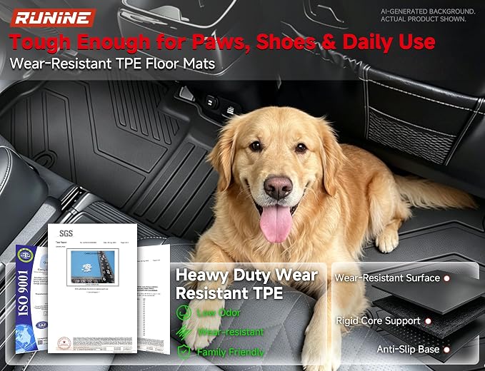 Floor Mats for Kia Telluride 2020-2025(7/8 Seat), All Weather Protection Custom Floor Mats Trunk Cargo and Car Windshield Cover Set for Kia Telluride Accessories,Car Floor Liners Set,5packs.