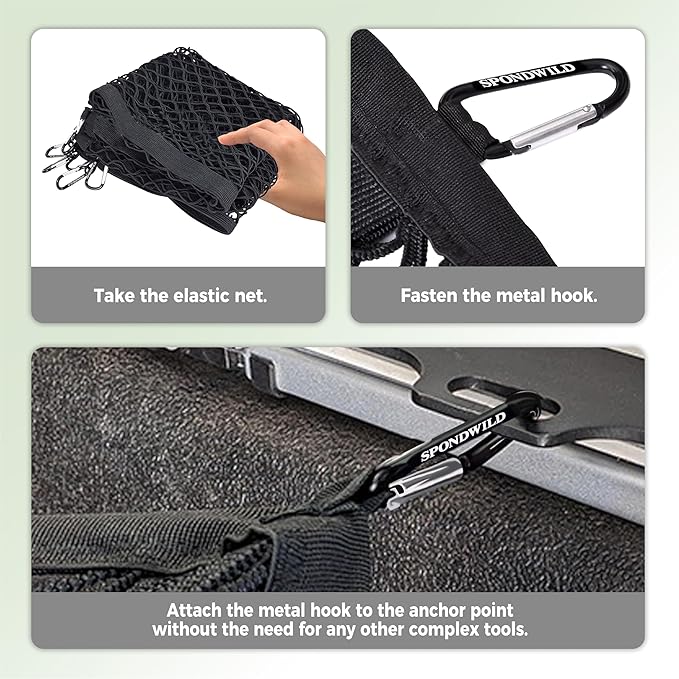Highly Elastic Cargo Net with Hook, 6'x4' Stretches to 12'x8' | Adjustable Simple Truck Bed Storage Organizer for SUVs, Cars and Trucks, Single Layer, Ideal for Securing Daily Light Loads
