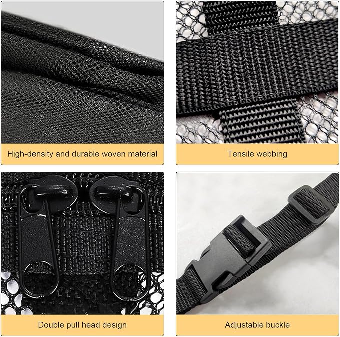 Car Roof Storage Net, Double Layer Mesh Polyester Auto Ceiling Cargo Net, 31.5" x 21.6" Camping Overhead Storage Organizer, Universal for Sedans Jeeps SUVs (Black)