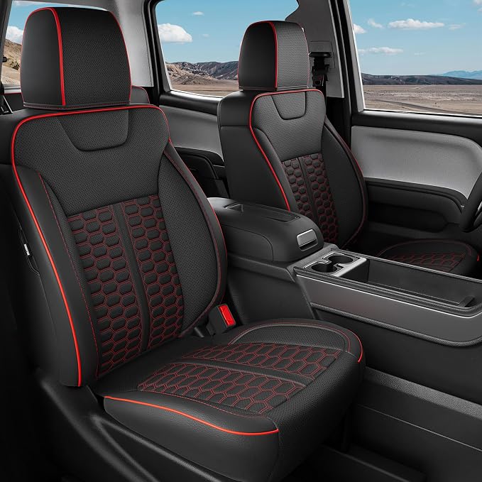 Custom Seat Covers for 2014-2018 Silverado/Sierra 1500 Crew Cab | Fits 2500/3500HD 2015-2019, Jump Seat Cover(armrest storage only), Faux leather, Waterproof, Scratch-resistant, Easy-clean
