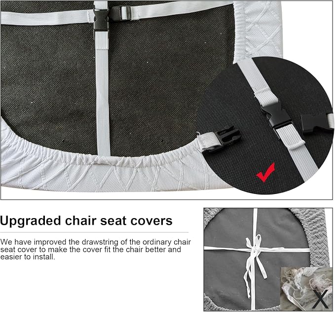 Genina Waterproof Seat Covers for Dining Room Chairs Covers Dining Chair Cover Kitchen Chair Covers (White, 2 Pcs)