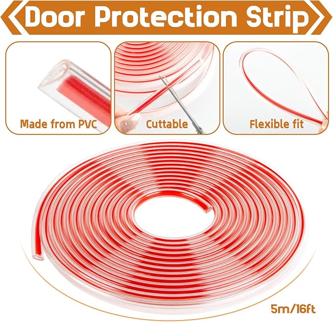 RAINFLOW Car Door Edge Guards 16.4 Ft（5M） - Clear U Shape Rubber Trim | Self Adhesive Door Protector Seal for Most Vehicles Trucks SUVs Sedans, Easy Cut DIY Installation Automotive Accessories