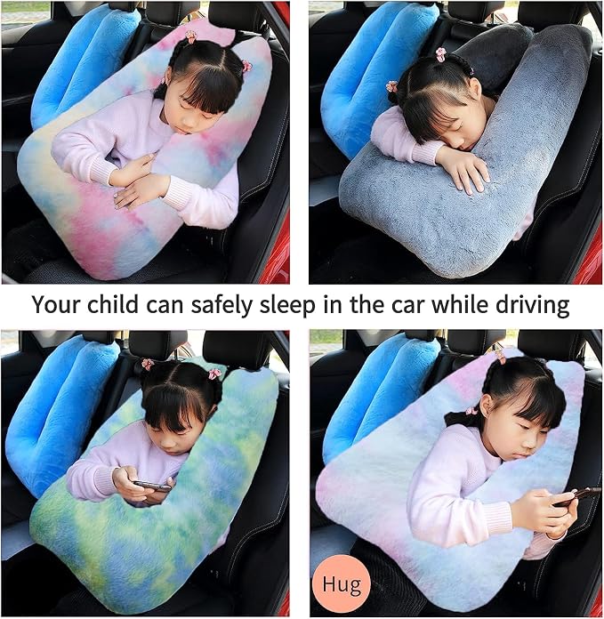 FHSGGP Travel Pillow Car Pillow Kid Car Sleeping Colorful Blue | The Sleeping Aid for Adults and Kids on Road Trips Kids Travel Pillow