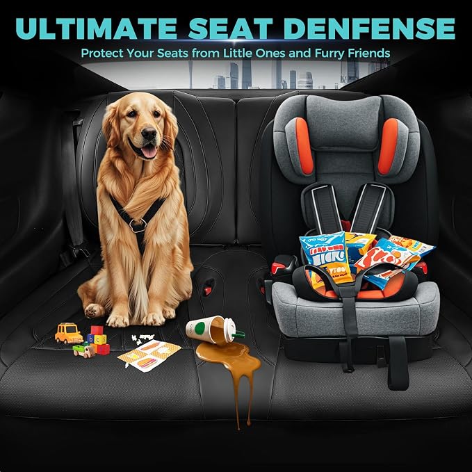 Custom for Ford Mustang Coupe Seat Covers 2015-2025 - Custom-Fit Full Set Faux Leather Car Seat Covers for Mustang Coupe Fastback GT/V6/EcoBoost 2015 2016 2017 2018 2019 2020 2021 2022 2023 2024 2025