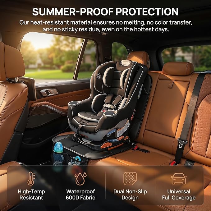 SMART ELF 2 Pack in Gift Box Car Seat Protector, Protect Child Seats with Thickest Padding and Non-Slip Backing Mesh Pockets for Baby and Pet, Sedan SUV Truck (Black)