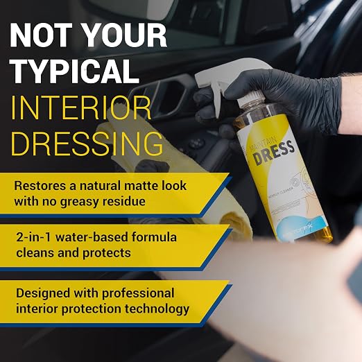 RestorFX Maintain Dress Interior Car Detailer Spray - 2-in-1 Cleaner and Protectant for Vinyl Plastic Leather - UV Defense Dashboard Cleaning Liquid - Factory Matte Finish Non Greasy - 16oz