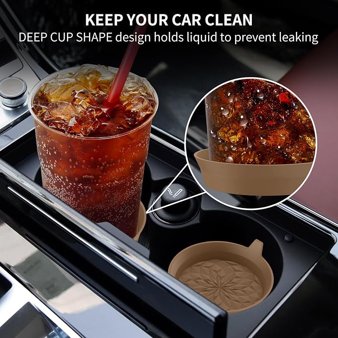 ME.FAN Car Cup Coasters [4 Pack] Silicone Cars Coasters - Universal Non-Slip Recessed Interior Accessories - Cup Holder Inserts Coffee
