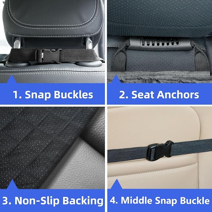 PETICON 2 Pack Pet Car Seat Cover for Front Seat, Captain Chair Seat Cover | Waterproof Pet Seat Protector, Full Protection with Side Flaps, Non-Slip, Large Front Storage Pocket, Fits Cars/Trucks/SUVs