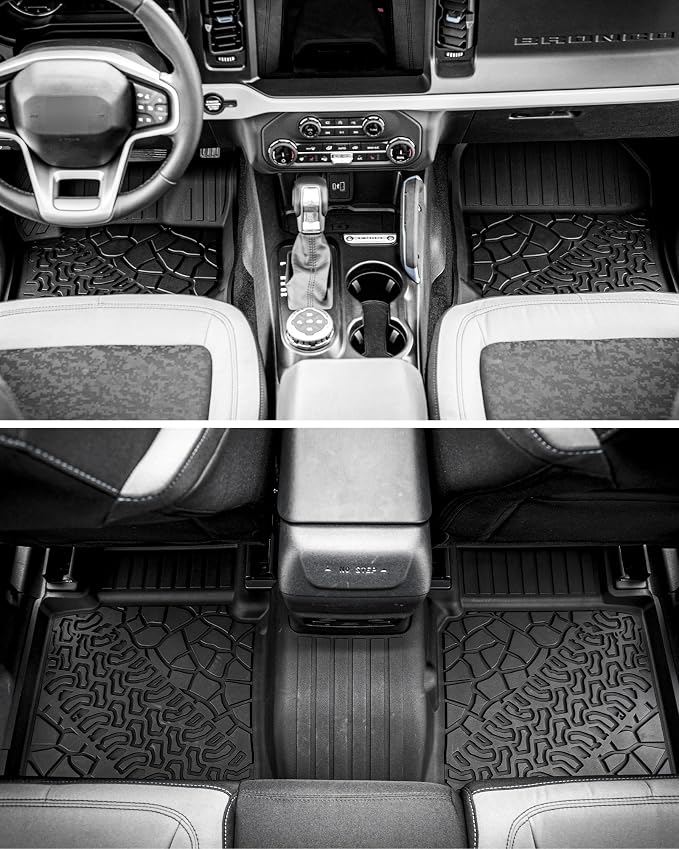 3W Floor Mats & Cargo Liner Fit for 2021-2025 2026 Ford Bronco 2 Door All Weather TPE Car Accessories Custom Fit Floor Liner and Full Set Car Mats (Not for Bronco Sport & Rubberized Floor)
