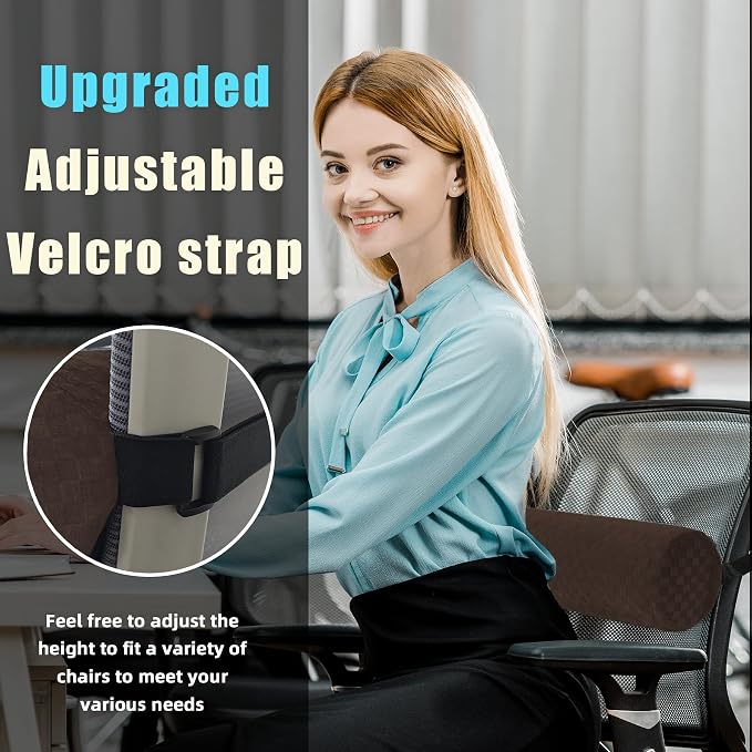 Coeyese Lumbar Roll Pillow for Lower Back Support, Dark Brown, 15 * 4.3'' | Removable Pillowcase, Upgraded Adjustable Strap, Suitable for Office, Chair, Car, Seat Pain Relief & Improving Posture