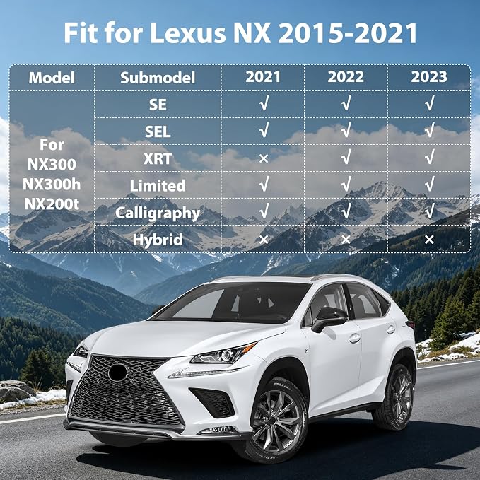 Floor Mats & Cargo Liner for 2015-2021 Lexus NX NX200t NX300 NX300h | All Weather TPE Floor Liners Custom Fit for Lexus NX, Anti-Slip Odorless Full Set Interior Accessorie