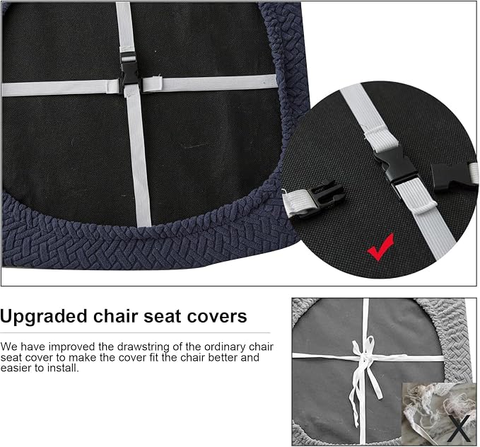 Genina Seat Covers for Dining Room Chair Seat Slipcovers Kitchen Chair Covers (Navy Blue, 4 Pcs)