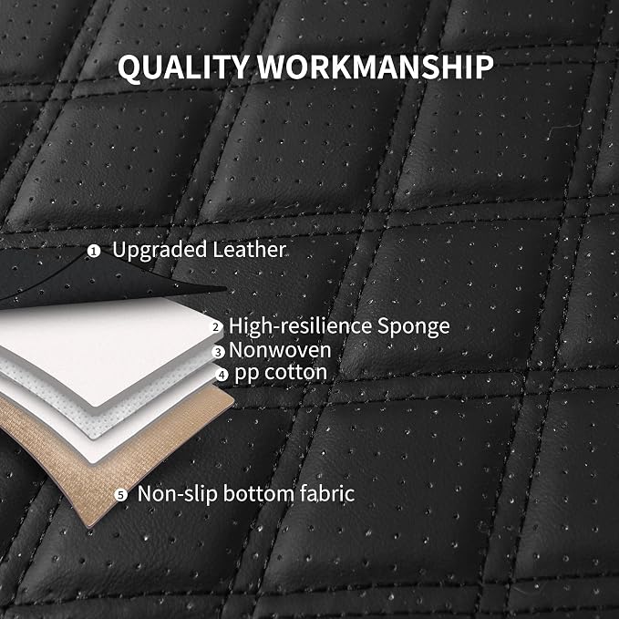 HChengkikz Front Car Seat Cover, Waterproof Nappa Leather (Black) | Breathable, Airbag compatible, Easy to Install, Universal Fit for Most Cars, Sedans, SUVs, Vans, Trucks