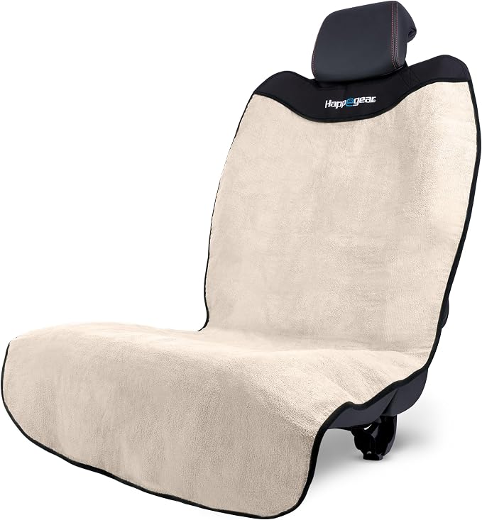 HAPPEGEAR Happeseat Waterproof Car Seat Cover & Protector, Sand | Universal Fit, Car Seat Towel Cover, Non-Slip Backing, Machine Washable, Fits Front & Back, Easy Install & Storage