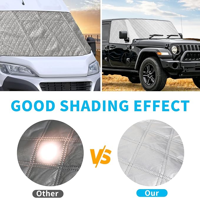 Windshield Sun Shade for 2018-2026 Jeep Wrangler JL, External 5-Layer Reflective Sunshade for 2018-2026 Jeep Wrangler JL