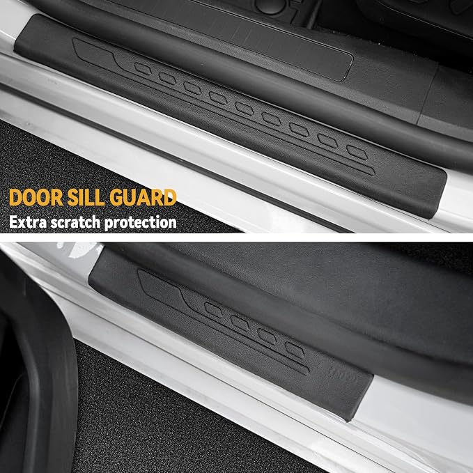Floor Mats for Ford Escape 2020-2026, All Weather Floor Mats Trunk Cargo Liner with Backrest Protectors and Door Sill Guards Accessories, Full Coverage Set (Not fit Hybrid Model)