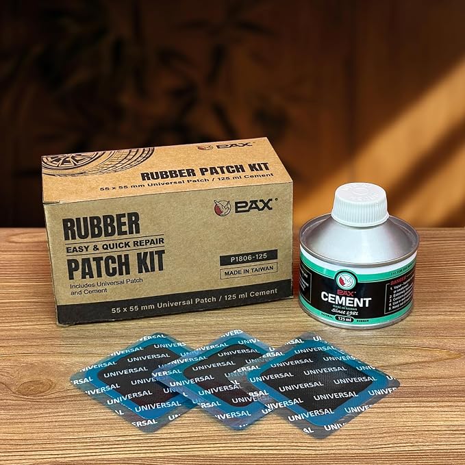 PAX Universal Heavy Duty Tire Patch Kit – 30 Pcs 55x55mm Square Universal Tube & Tire Patches, Includes Cement Glue, for Bike, Motorcycle and Car Tire Repair