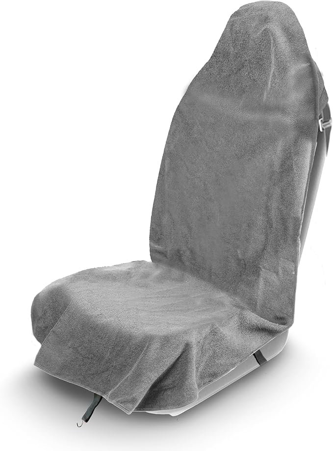 EcoNour Car Seat Cover Sweat Towel – Waterproof Universal Seat Protector for Gym, Workout, Swimming, Camping & Dog Travel – Washable Car Seat Cover for Cars, Trucks, SUVs & Vans – Grey 29" x 55.5"