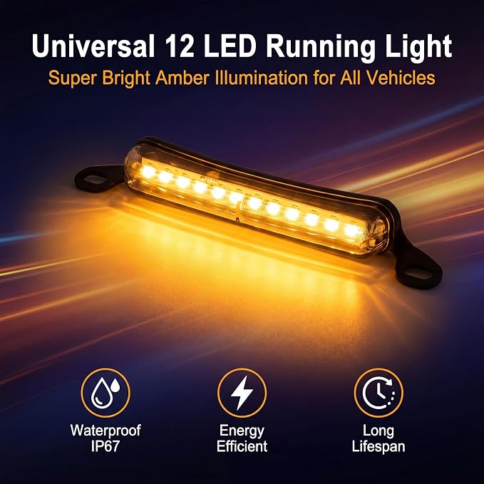 ANKIA Universal 12 LED License Plate Light for Car Trailer UTV ATV Truck RV Boat - Running Lamp, Reverse and Tail Light Assembly (Amber)