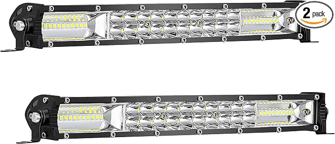 SAN YOUNG 12 Inch Slim LED Light Bars for Truck, 12V 24V 120W 10000lm LED Work Lights Bar for Tractor ATV UTV RV RZR Car Snowblower Golf Cart Lawn Mower Automotive, 2 Pack