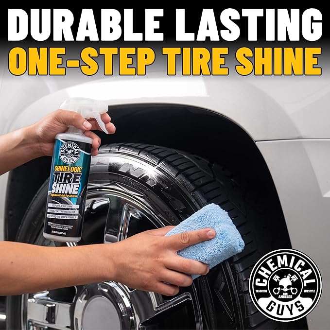Chemical Guys, ShineLogic Deep Wet Black Tire Shine Dressing, 20 oz, 3 Pack | High-gloss dressing revives faded rubber to a deep wet black shine, helps guard against fading and cracking