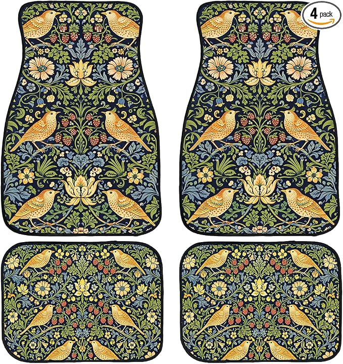 Spring Floral Car Floor Mats Wildflower Flower Blossom Butterfly Carpet Front Rear Carpets Mat Decorative Car Floor Carpets Non-Slip Auto Car Accessories Universal Fit Car Accessories for Truck