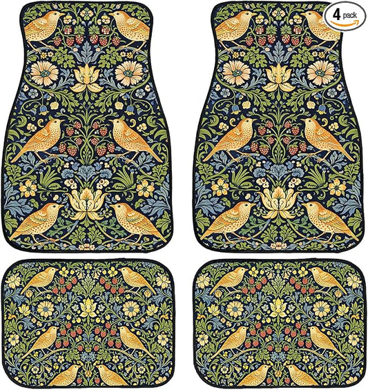 Spring Floral Car Floor Mats Wildflower Flower Blossom Butterfly Carpet Front Rear Carpets Mat Decorative Car Floor Carpets Non-Slip Auto Car Accessories Universal Fit Car Accessories for Truck