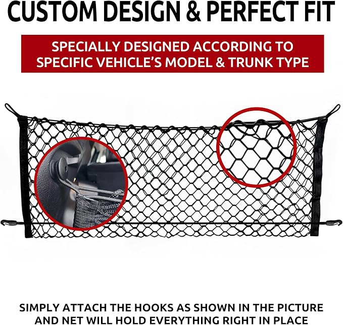 Envelope Style Elastic Trunk Mesh Cargo Net for Jeep Cherokee Latitude Limited 2019-2025 - Premium Trunk Organizers and Storage - Luggage Net for SUV - Best Car Organizer for Jeep Cherokee