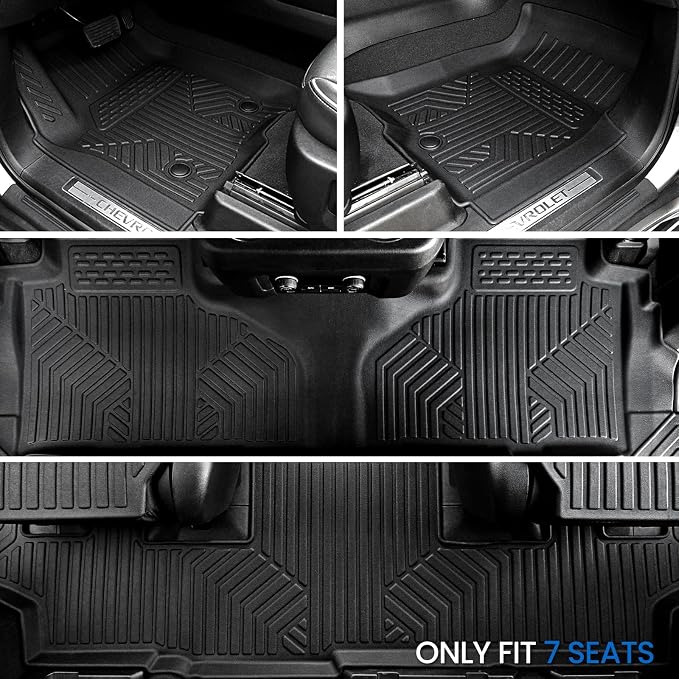 Floor Mats Cargo Mat for 2021-2024 2025 2026 Chevrolet Chevy Suburban/GMC Yukon XL/Cadillac Escalade ESV 7 Seats Car Mat Accessories, All Weather TPE Full Set Trunk Cargo Liner