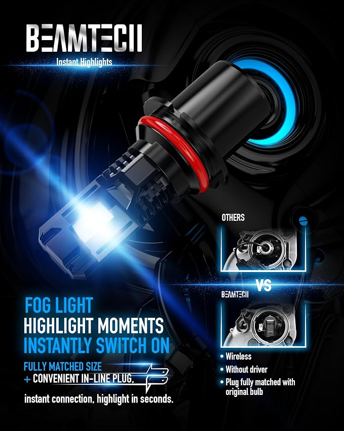 BEAMTECH Fog | 9007 Bulb, 6500K, Fanless, Silent, Stable, 1:1 Size