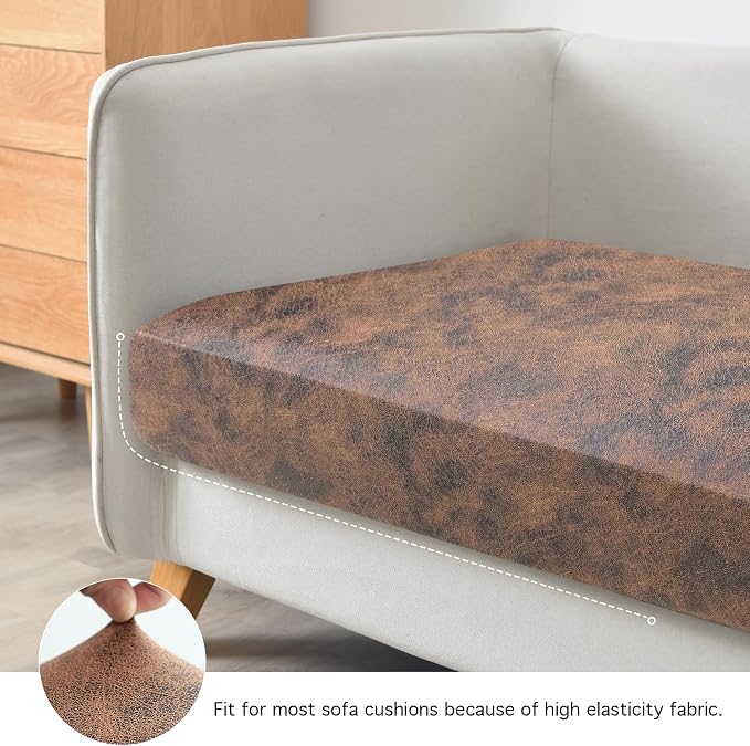 Yates Home PU Leather Couch Sofa Cushion Slipcover Elastic Chair RV Seat Covers Loveseat Sofa Furniture Protector Slip Cover for Seater Replacement in Living Room(Sofa, Brown)