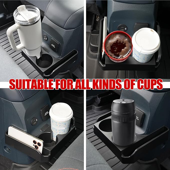 Mabett Removable Rear Dual Cup Holder for Ford Maverick 2022-2026 Accessories, FIT Insert Expander Rear Seat Cup Holder Organizer