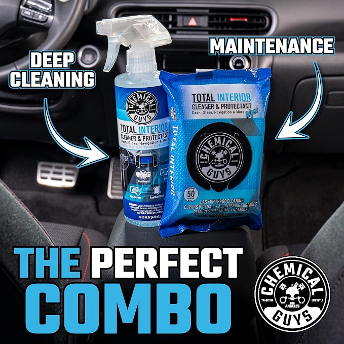 Chemical Guys PMWSPI22050 Total Interior Cleaner & Protectant Wipes Mega 100 Pack, Safe for Cars, Trucks, SUVs, Jeeps, Motorcycles, RVs & More ( 50 Ct)