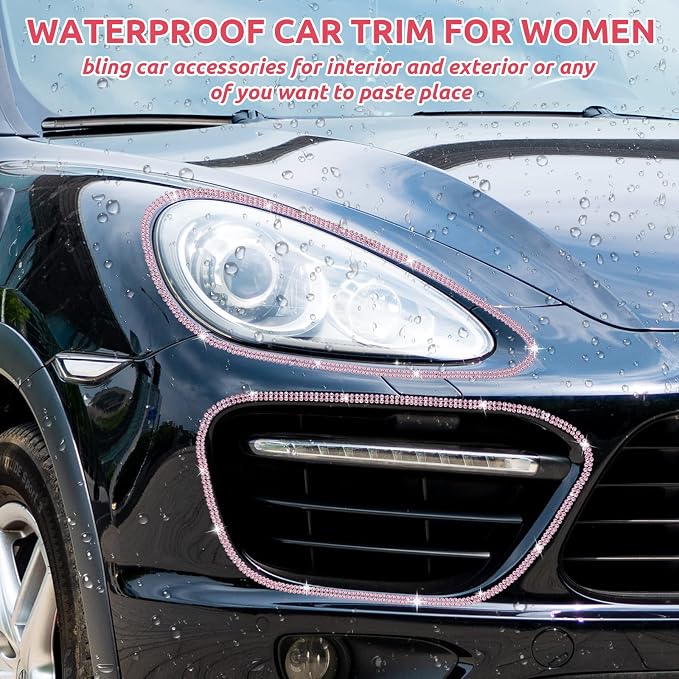 Bling Car Trim Self-Adhesive 36.1Ft, Rhinestone Accessories for Women, Interior Exterior Decoration, Decorations Door Stickers (Pink) | Rhinestone Accessories for Women, Interior Exterior Decoration, Decorations Door Stickers