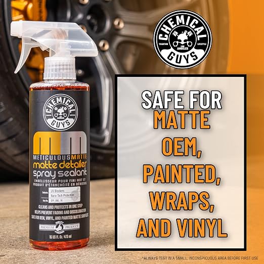 Chemical Guys, Meticulous Matte & Satin Finish Detailer & Sealant, 16 oz | Quick detailer for satin and matte finishes and vinyl wraps, cleans streak-free without adding unwanted gloss