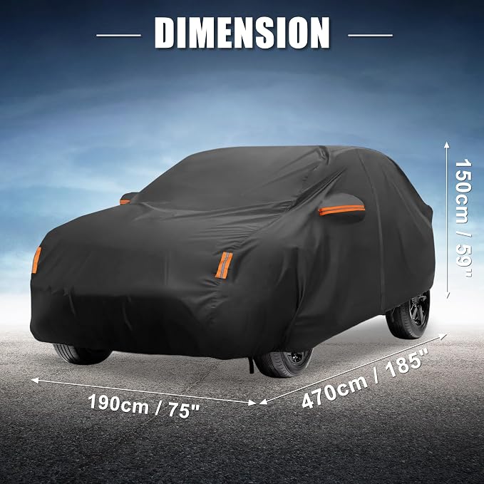 X AUTOHAUX Car Cover for Toyota RAV4 2012-2022 210D-PU Outdoor Full Car Cover All Weather with Door Zipper for Waterproof Windproof Sun Rain Snow Protection