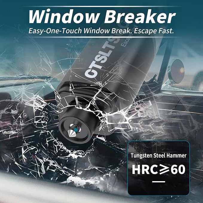 Window Breaker Seatbelt Cutter, Car Safety Hammer Life Escape Tool 2-in-1 Portable, 2 Pack Automotive Emergency Glass Breaker, Red