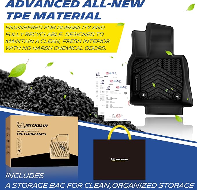 Michelin Vehicle Mats for 2025-2026 BMW X3 G45 30 xDrive/M50 xDrive | Custom Fit, Non-Slip, All-Weather TPE Liner, Premier Series Floor/Trunk/Backrest, 7 Piece