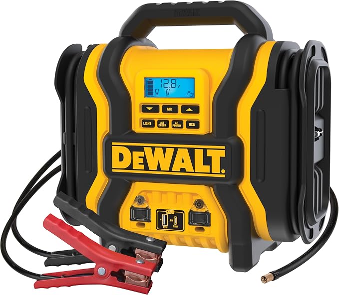 DEWALT DXAEPS14 2000 Amp Portable Battery Jump Starter with Compressor | Power Station with 500W AC Power and 15W USBa & 25W USB