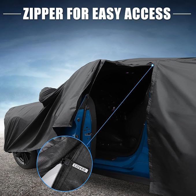 X AUTOHAUX Protective Car Cover for Mini Cooper 4DR - Waterproof, UV-Resistant, and All-Weather Protection with Door Zipper, 210D-PU Material