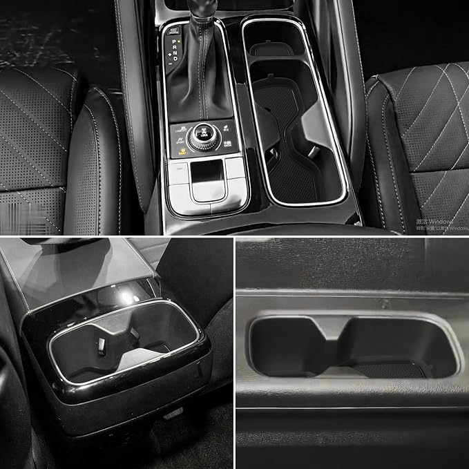 Cup Holder Coaster for Kia Telluride Accessories 2020 2021 2022 2023 2024 2025 Non-Slip Silicone Cup Holder Insert Mat Center Console Protector Liner Pad Interior Decoration 6Pcs (Black Trim)