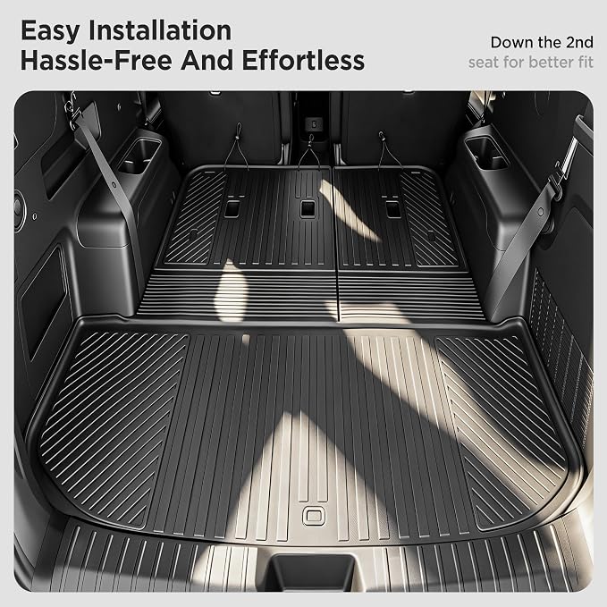 2027 for Kia Telluride Floor Mats Only Hybrid 7&8 Seat All Weather TPE Cargo Mat with Backrest Mat for Kia Telluride Accessories 2027 EX/SX/X-Line SX/SX Prestige/X-Line SX Prestige Black ﻿